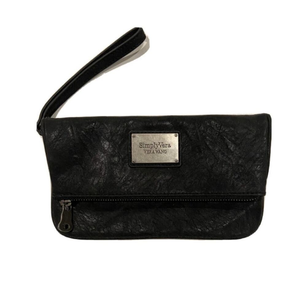 SIMPLY VERA VERA WANG FAUX LEATHER FLAP OVER WRISTLET – MAGNETIC SNAP / ZIP TOP